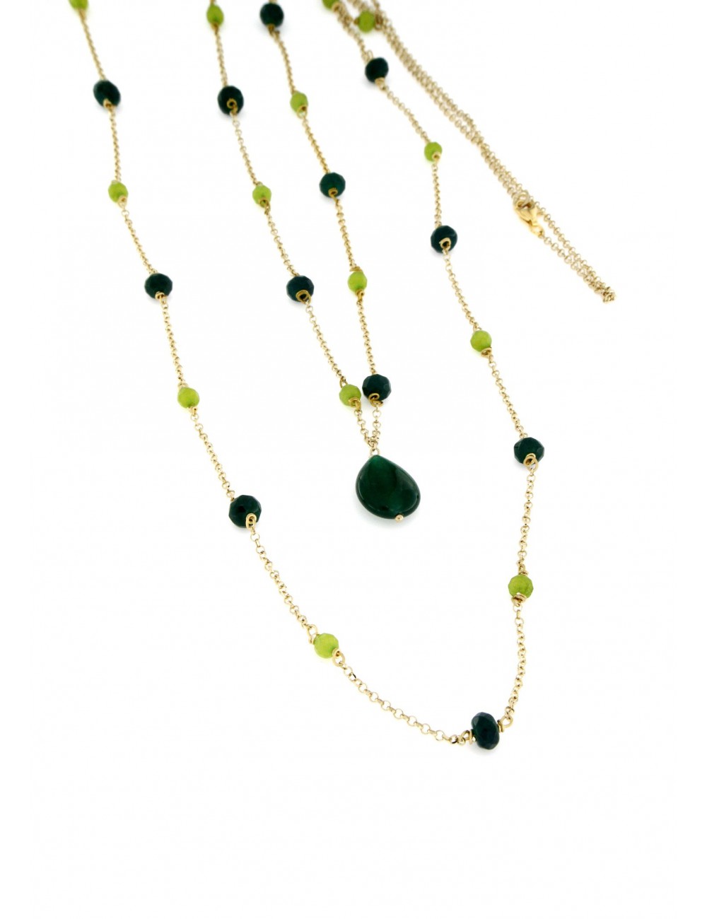 Collana lunga I Colori verde in argento 925 e pietre naturali Collana lunga I Colori verde in argento 925 e pietre naturali