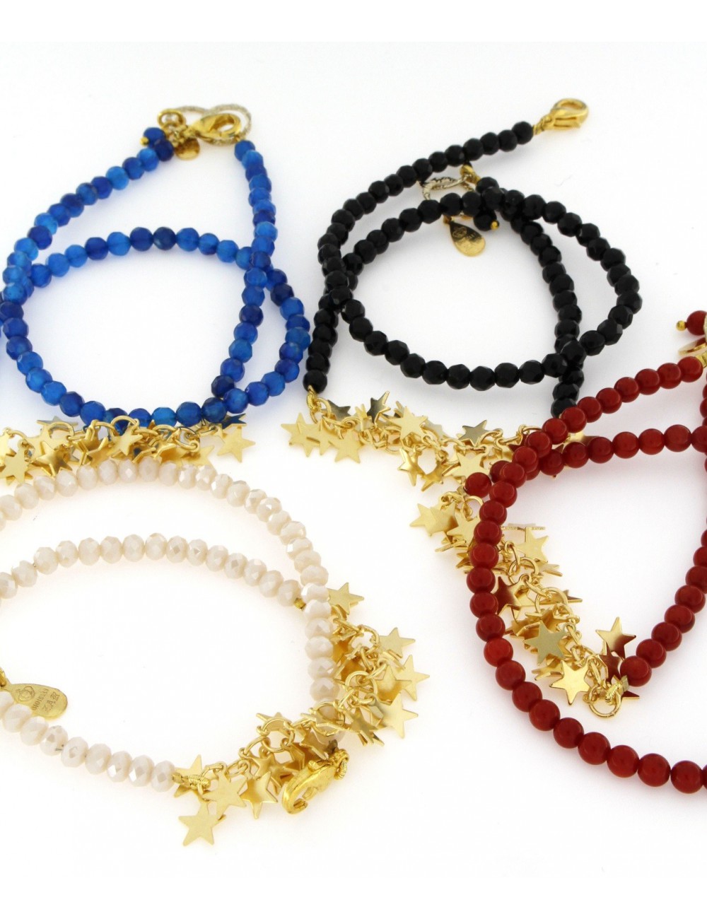 Bracciale Linea Le Stelle in ottone con pietre naturali Bracciale Linea Le Stelle in ottone con pietre naturali