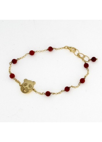 Bracciale Linea Panda in argento 925 con pasta di corallo