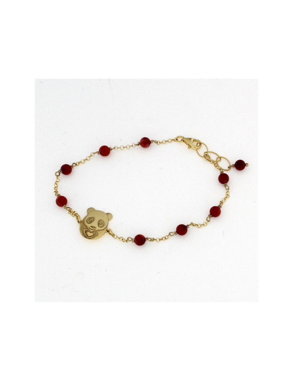 Bracciale Linea Panda in argento 925 con pasta di corallo Bracciale Linea Panda in argento 925 con pasta di corallo