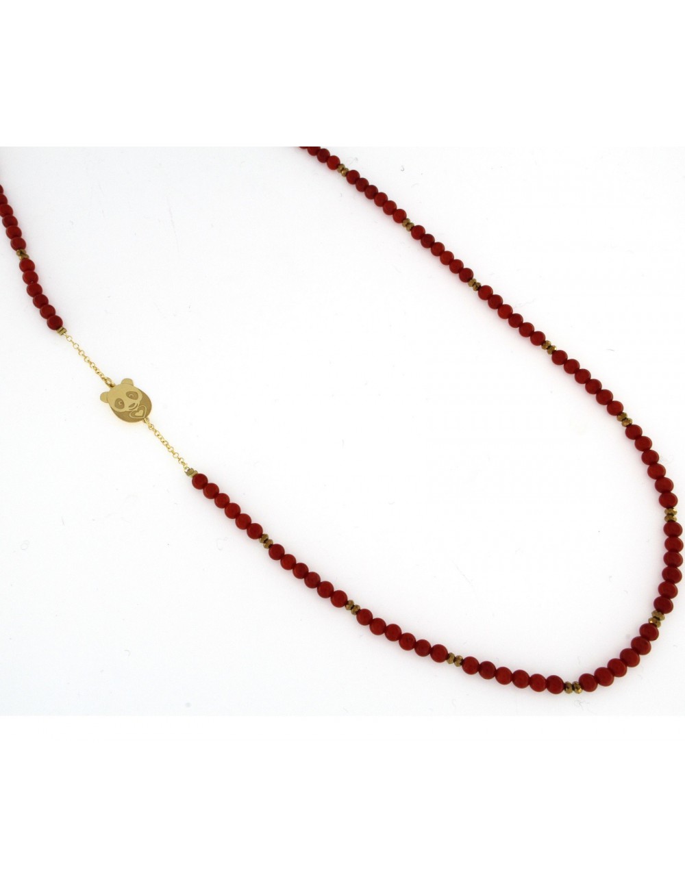 Collana lunga Linea Panda in argento 925 con pasta di corallo Collana lunga Linea Panda in argento 925 con pasta di corallo