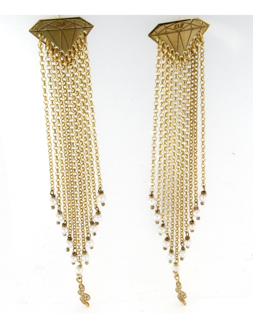 Orecchini lunghi Linea Le Tentazioni in argento 925 con perline e serpentino con zirconi Orecchini lunghi Linea Le Tentazioni in argento 925 con perline e serpentino con zirconi