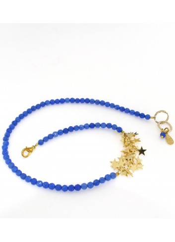 Bracciale Linea Le Stelle in ottone con agata blu