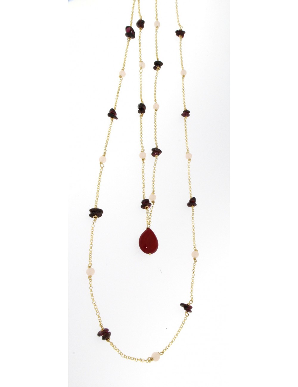 Collana lunga I Colori bordeaux in argento 925 e pietre naturali Collana lunga I Colori bordeaux in argento 925 e pietre naturali