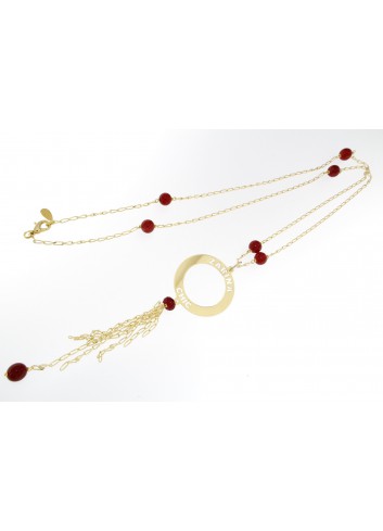 Collana lunga Linea Zarina Chic in ottone con ciondolo piccolo e frange