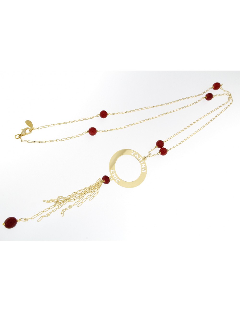Collana lunga Linea Zarina Chic in ottone con ciondolo piccolo e frange Collana lunga Linea Zarina Chic in ottone con ciondolo piccolo e frange