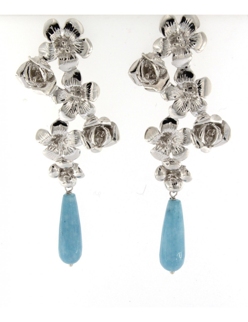 orecchini Linea I Fiori in argento 925 con angelite azzurra