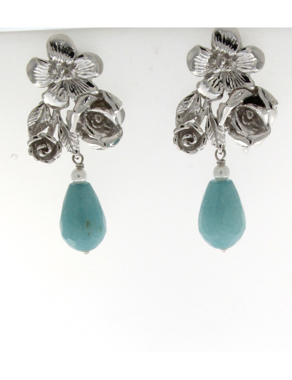 orecchini Linea I Fiori in argento 925 con giada turchese orecchini Linea I Fiori in argento 925 con giada turchese