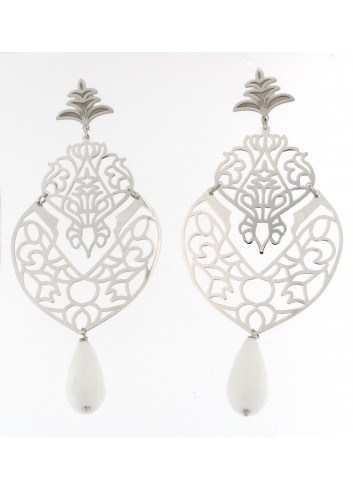 orecchini Linea Marrakech in argento 925 con goccia in agata bianca